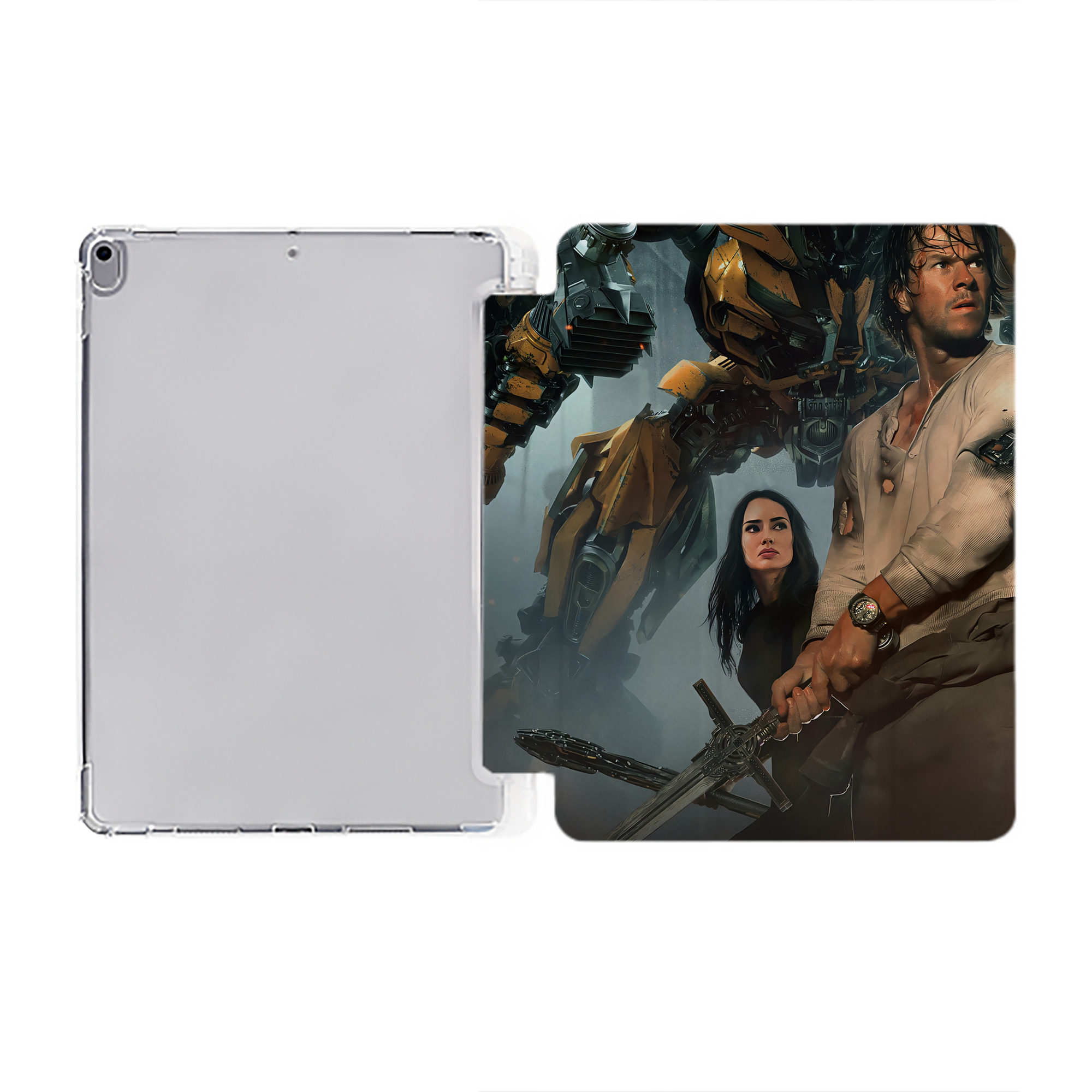 （画像用） Transformers トランスフォーマー IPad ケース ペン収納付き 三つ折りスタンド PUレザー×シリコン 対応機種9.5/10.5/10.9インチ